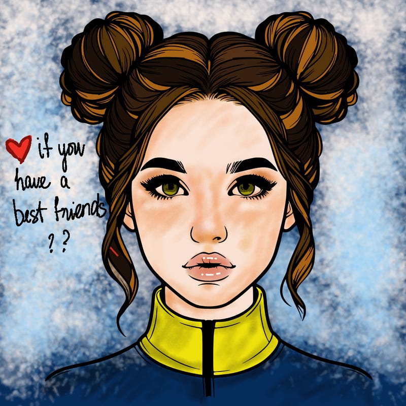 realistic woman that has space buns