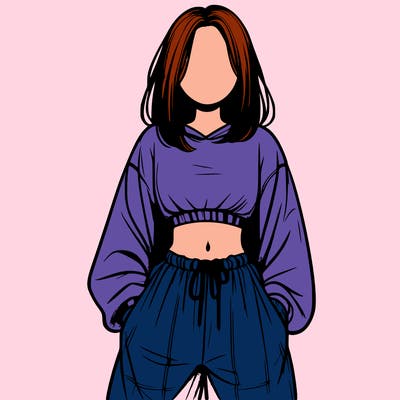 realistic girl faceless with baggy pants and a crop top