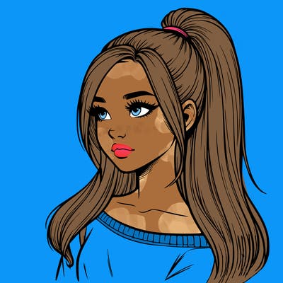 realistic girl with a high ponytail