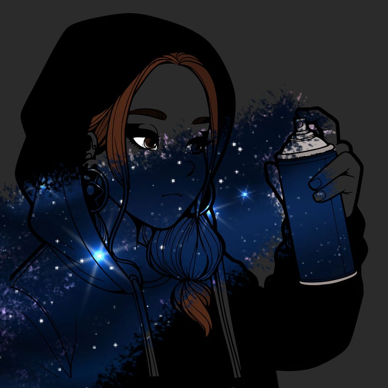 a realistic girl, spray painting