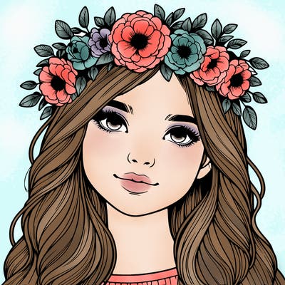 realistic girl with flower crown