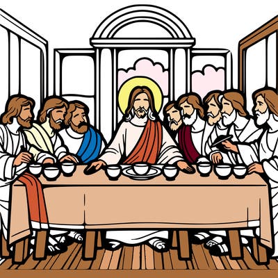 jesus shares the last supper with twelve apostles