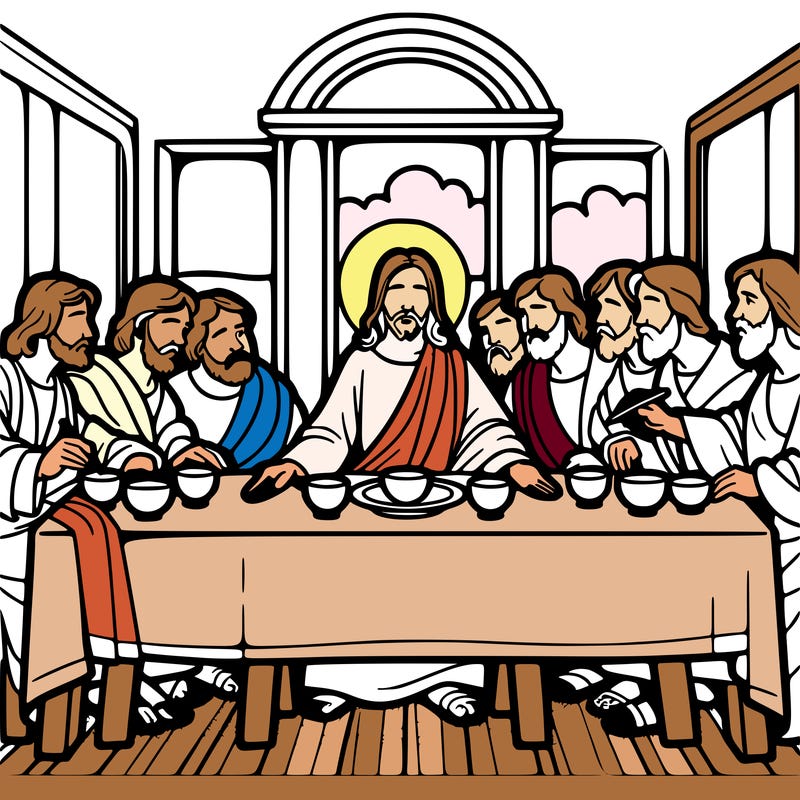 jesus shares the last supper with twelve apostles