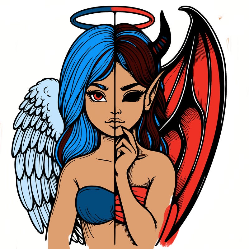 realistic angel half demon