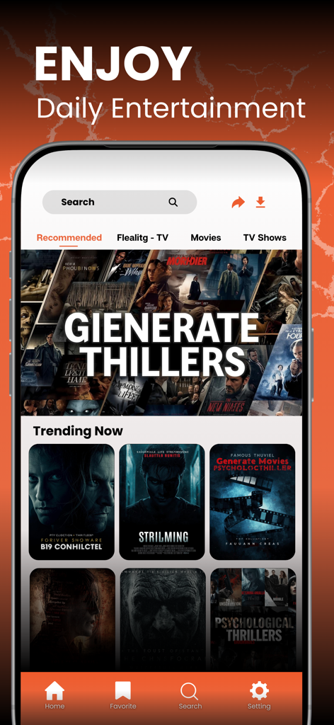 Dodo Web View mobile app home screen showing trending movies and thriller categories