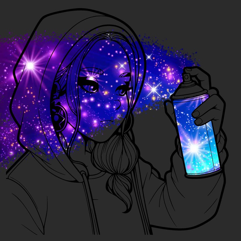 a realistic girl, spray painting