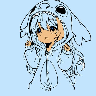 anime girl in a stitch onsie