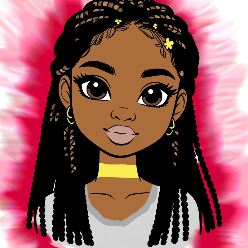 a realistic black girl with braids
