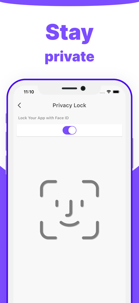 Borderline Personality Tracker - Borderline Personality Tracker app privacy lock screen featuring Face ID security toggle