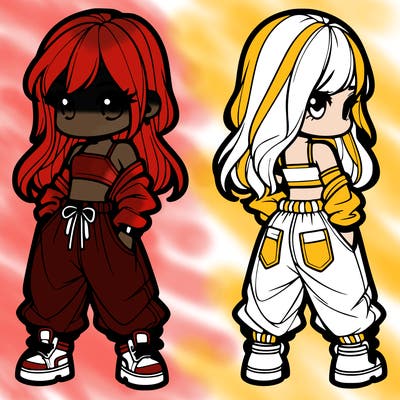 girl in crop top and baggy pants