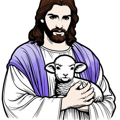 realistic jesus holding a lamb