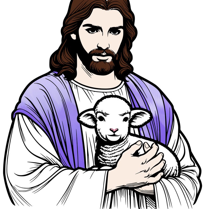 realistic jesus holding a lamb