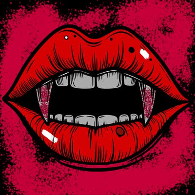 lips with vampire teeth