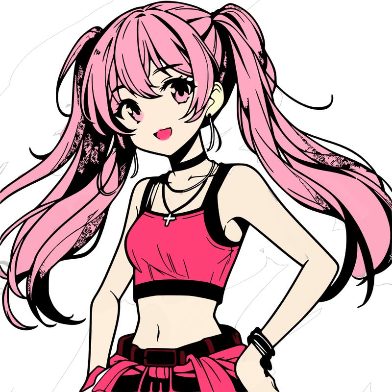 anime girl wearing crop top