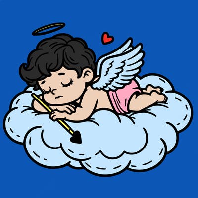 cupid asleep on a cloud