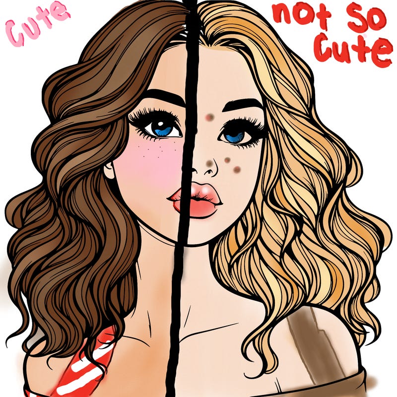 realistic girl with wavy hair and lips