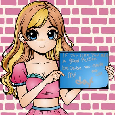 realistic pretty girl holding blank sign