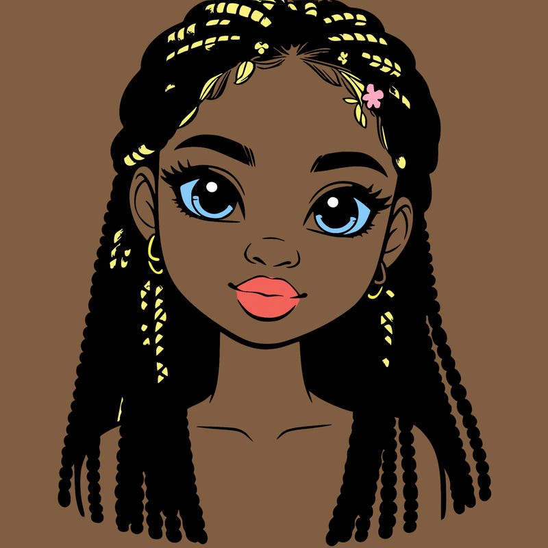 a realistic black girl with braids