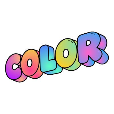 a sign that says color in bubble writing