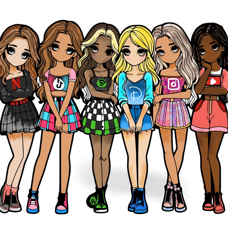 a group of girls realistic