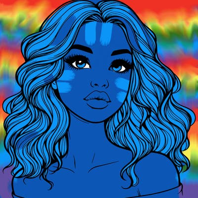 realistic girl with wavy hair and lips