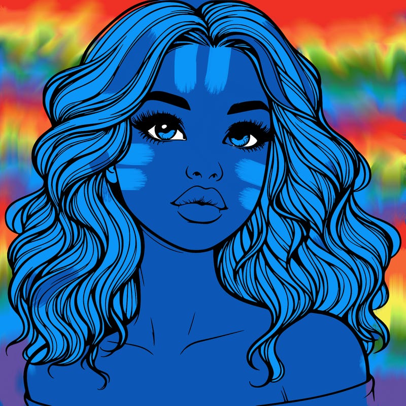 realistic girl with wavy hair and lips