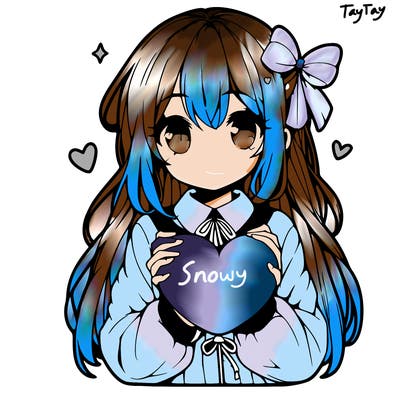 anime girl holding a heart balloon