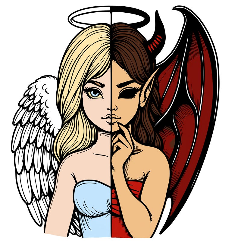 realistic angel half demon