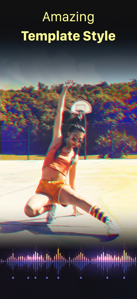 Fotoshow: Photo to video maker - Video slideshow template with glitch effect and music waveform