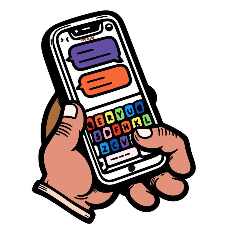 a phone screen texting someone