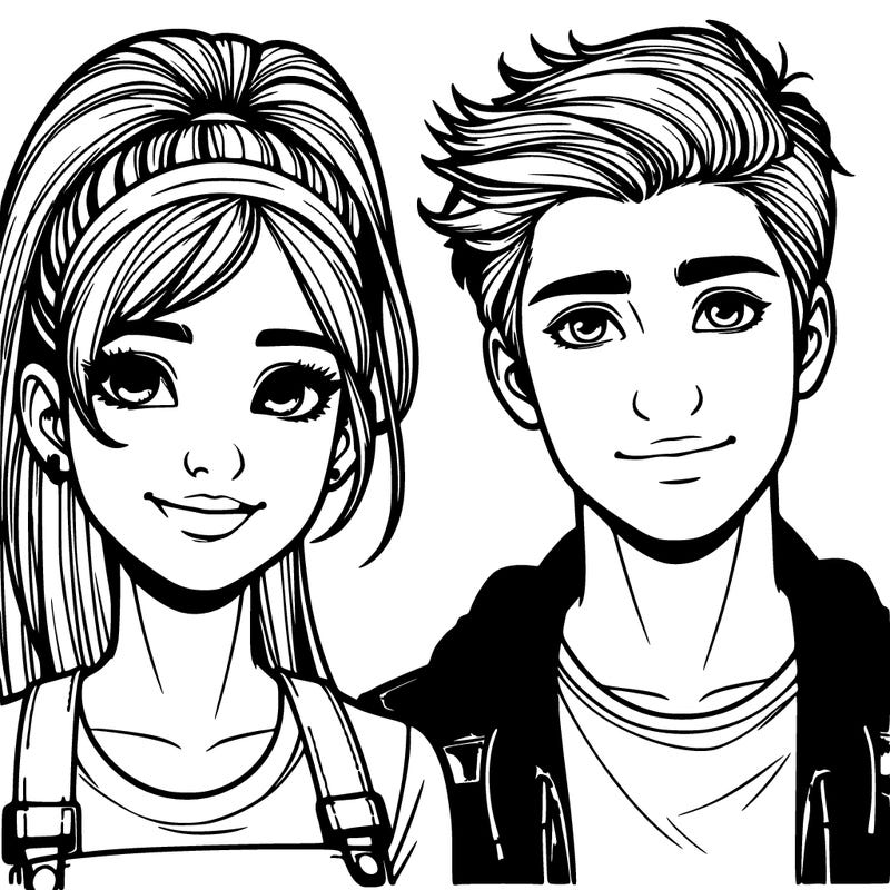 realistic teenage boy and girl