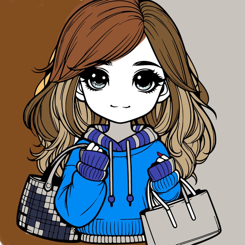 realistic girl with bags