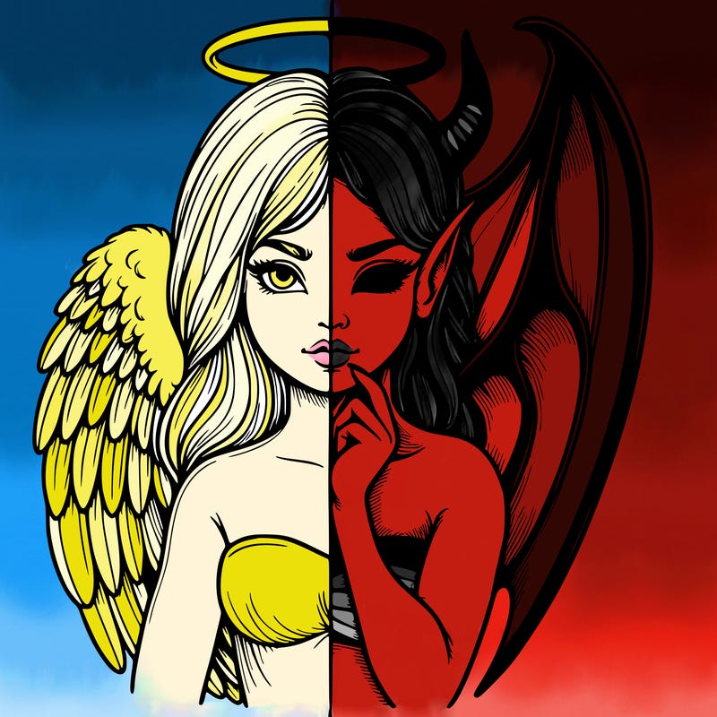 realistic angel half demon