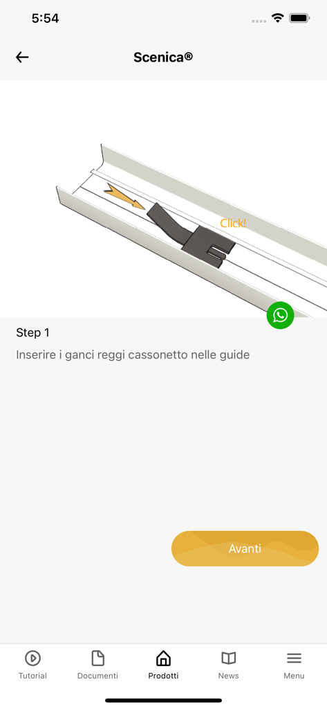 Passaggio del tutorial di installazione per le zanzariere Bettio Scenica che mostra le istruzioni di montaggio.