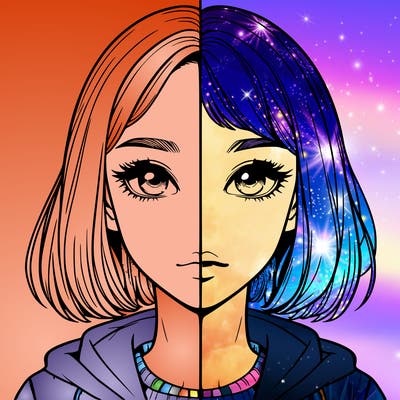 split realistic girl