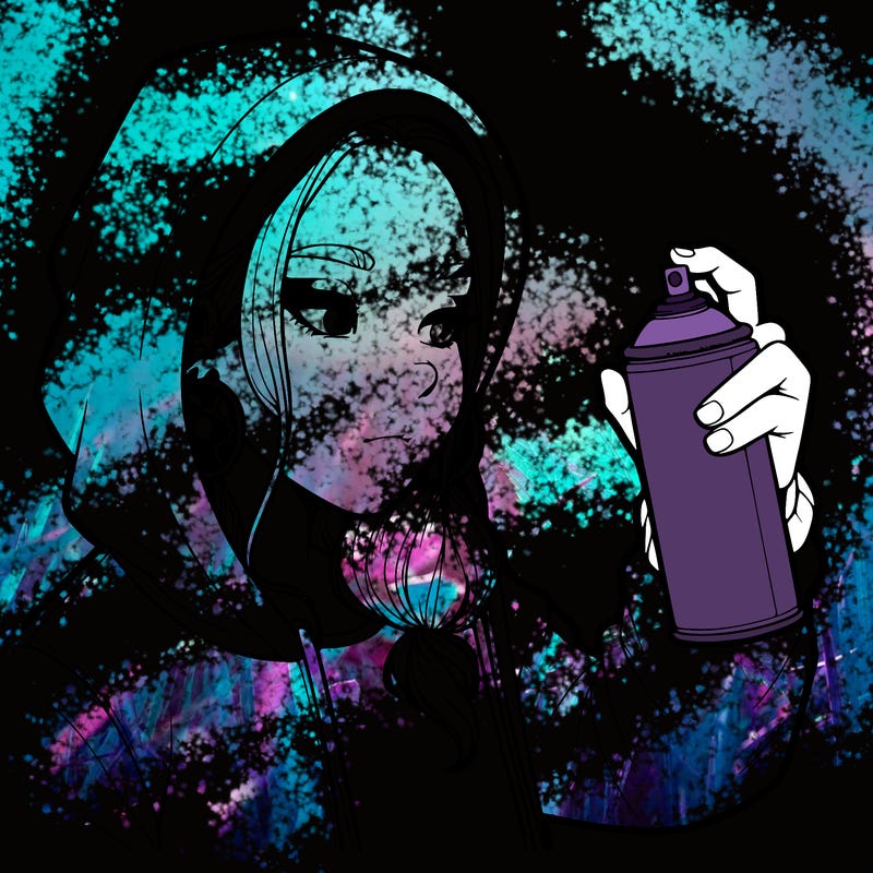 a realistic girl, spray painting