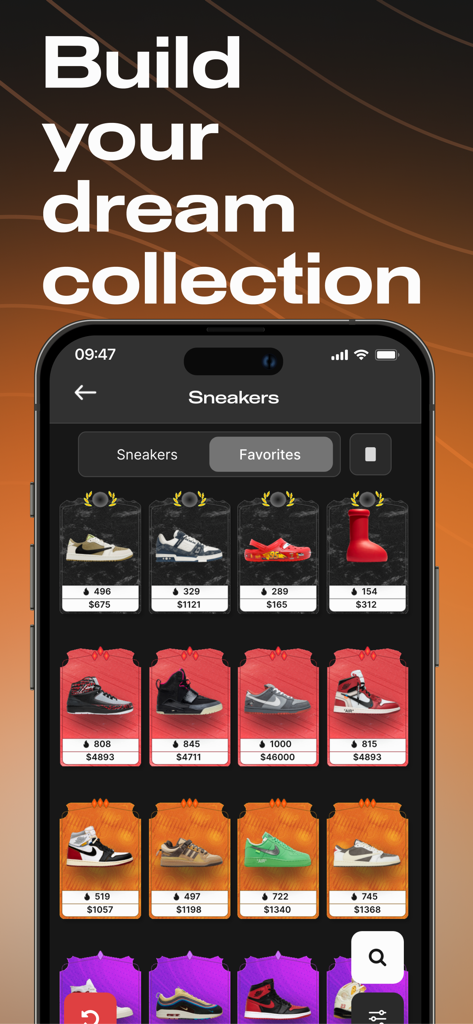 Digital sneaker trading cards collection displayed in the BoxedUp app