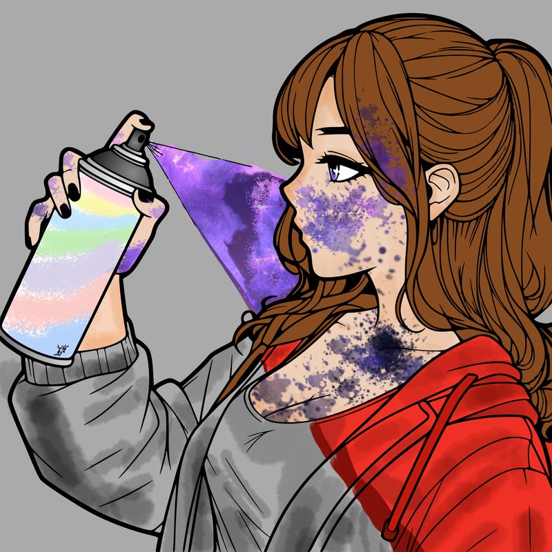 a realistic girl spray, painting