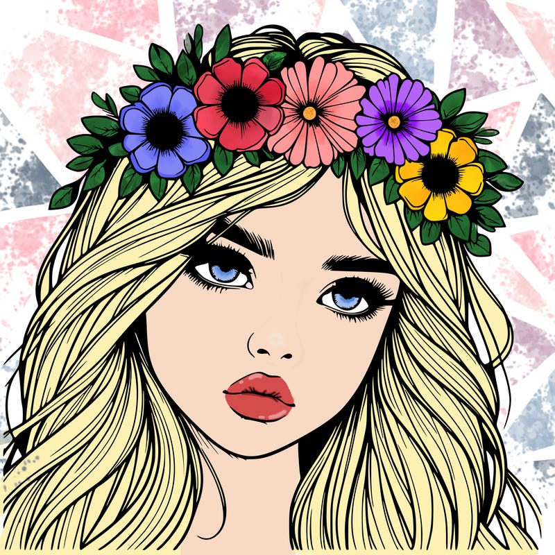 realistic girl with flowers crown