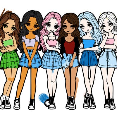 a group of girls realistic