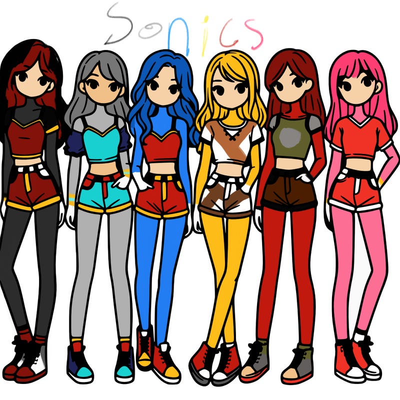 a group of girls wearing crop tops and shorts