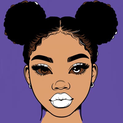 realistic black woman with two buns