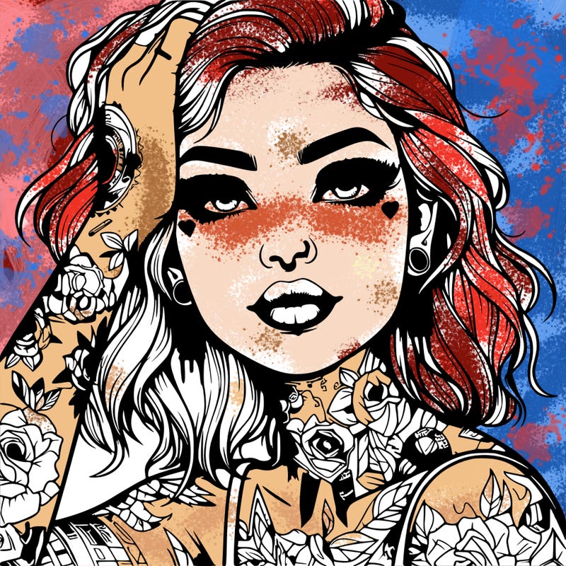 realistic girl with tattoos all over