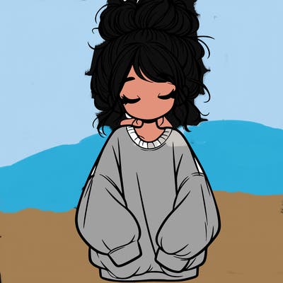 girl with baggy sweatshirt and messy bun