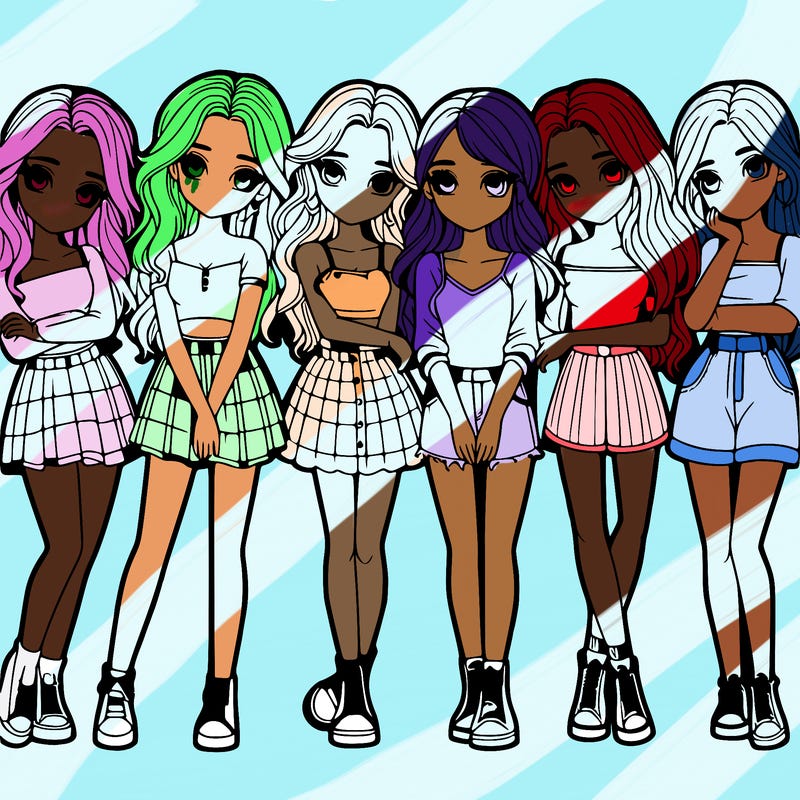 a group of girls realistic