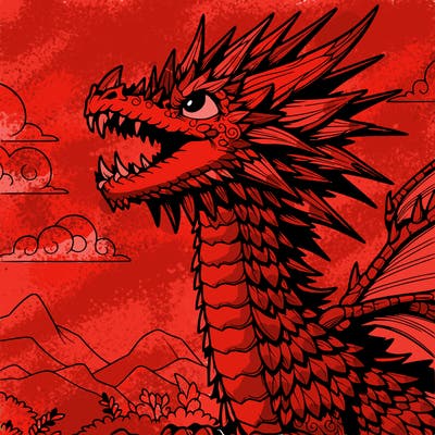 detailed spiky dragon looking up at the sky