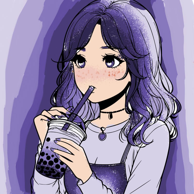 realistic girl drinking boba tea