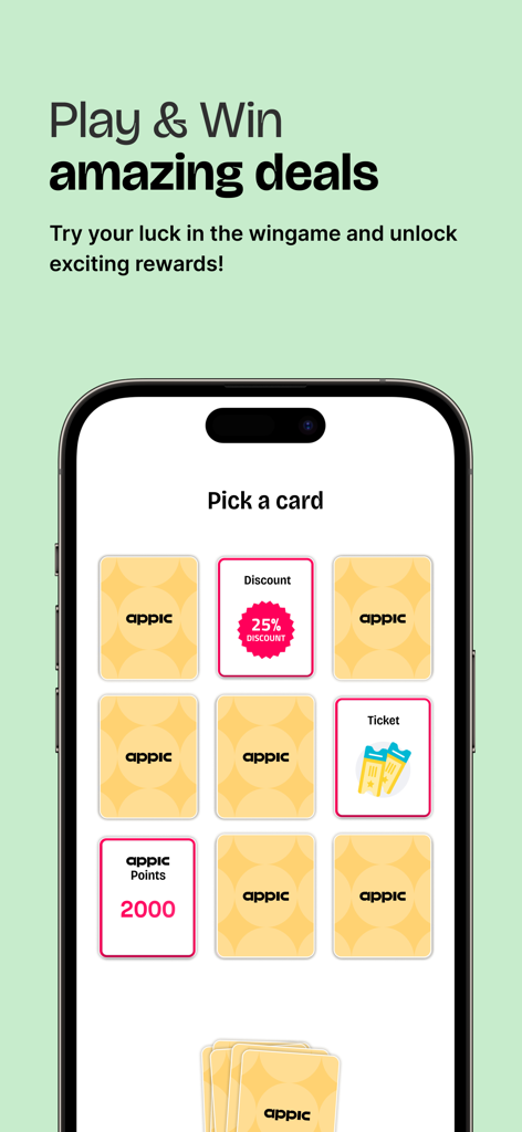 Appic - Festivals & More - Appic app wingame interface for winning festival tickets and rewards
