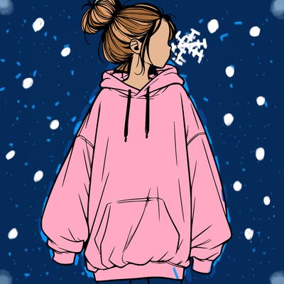 realistic girl with a oversized sweatshirt on and a bun