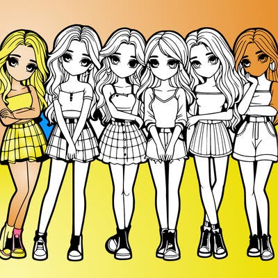 a group of girls realistic